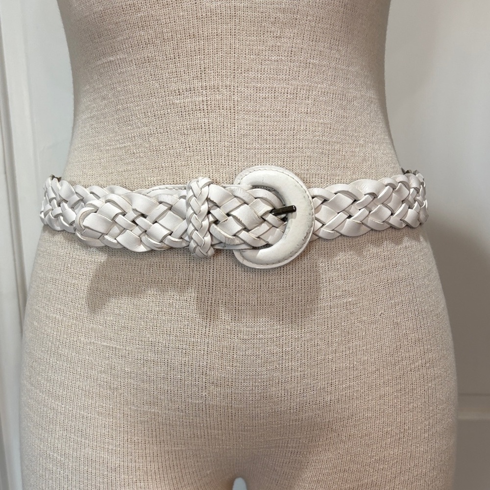 Genuine leather Turkish Collection sz M white braided belt